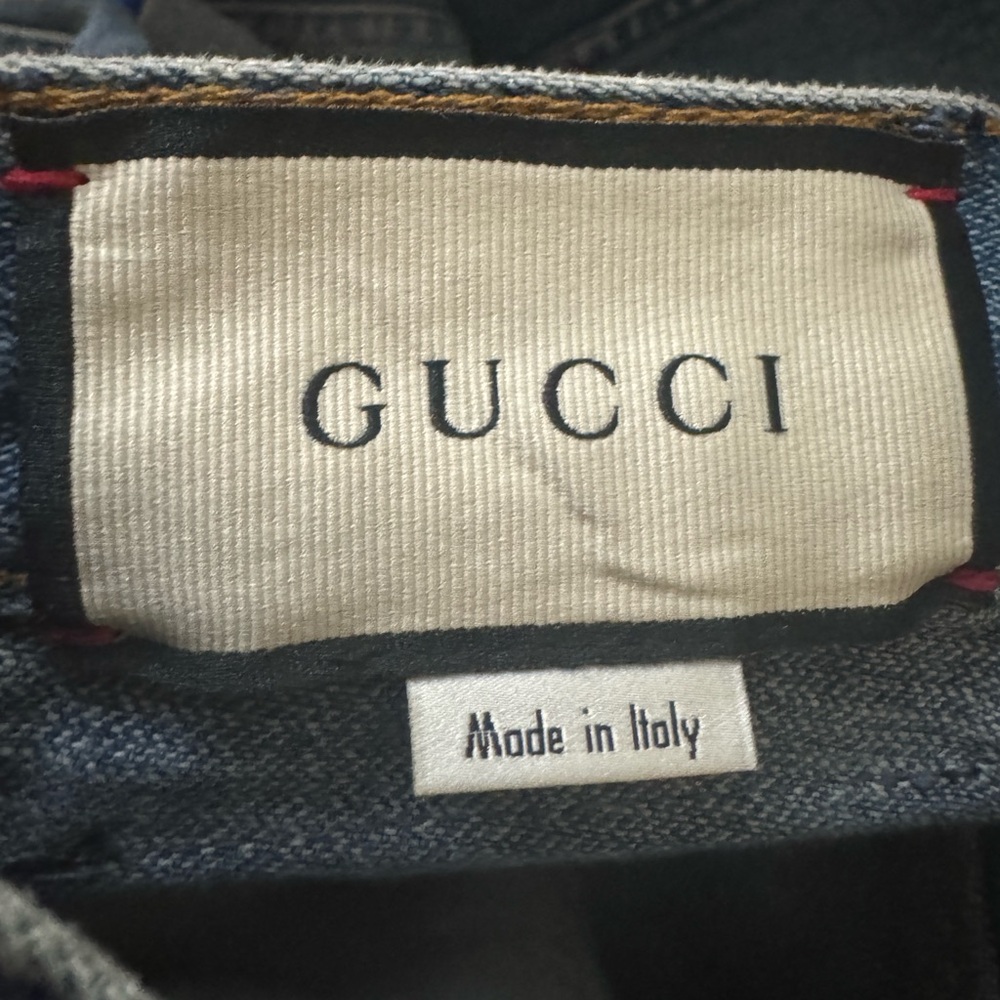 Gucci Guccy Denim Jeans with Green Logo and Red Patch size 26 - Picture 8 of 10